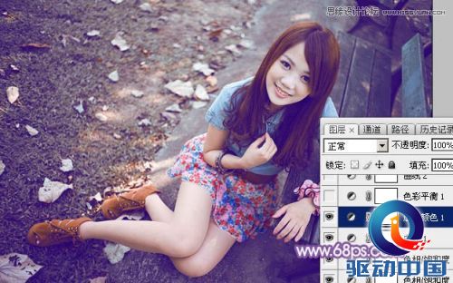 Photoshop调出公园女孩梦幻紫色效果,PS教程,思缘教程网