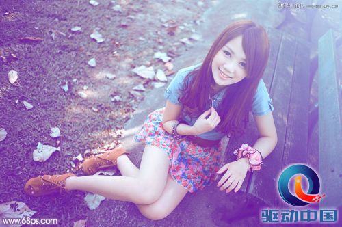 Photoshop调出公园女孩梦幻紫色效果,PS教程,思缘教程网