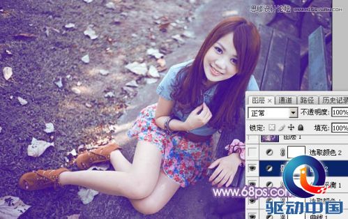 Photoshop调出公园女孩梦幻紫色效果,PS教程,思缘教程网