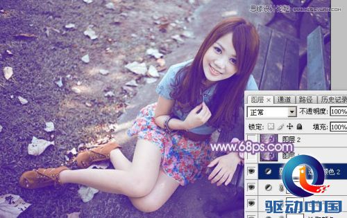 Photoshop调出公园女孩梦幻紫色效果,PS教程,思缘教程网