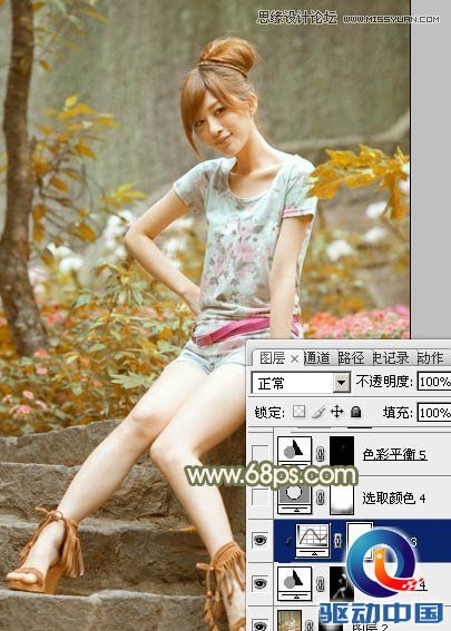 Photoshop调出外景女孩秋季淡雅黄色调,PS教程,思缘教程网