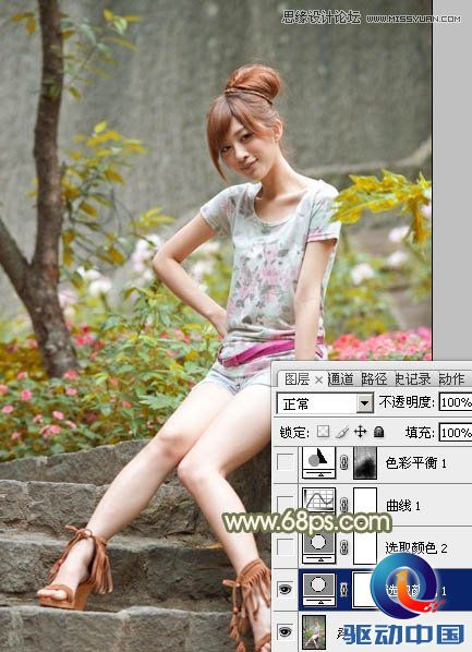 Photoshop调出外景女孩秋季淡雅黄色调,PS教程,思缘教程网