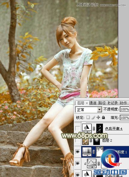 Photoshop调出外景女孩秋季淡雅黄色调,PS教程,思缘教程网