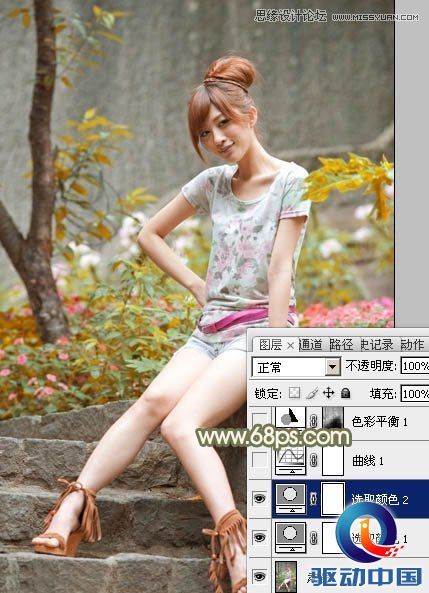 Photoshop调出外景女孩秋季淡雅黄色调,PS教程,思缘教程网