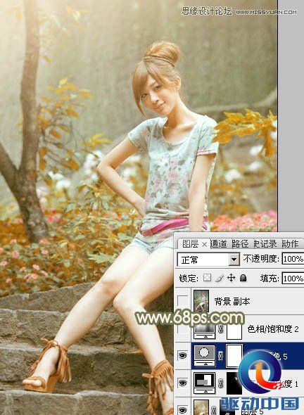 Photoshop调出外景女孩秋季淡雅黄色调,PS教程,思缘教程网