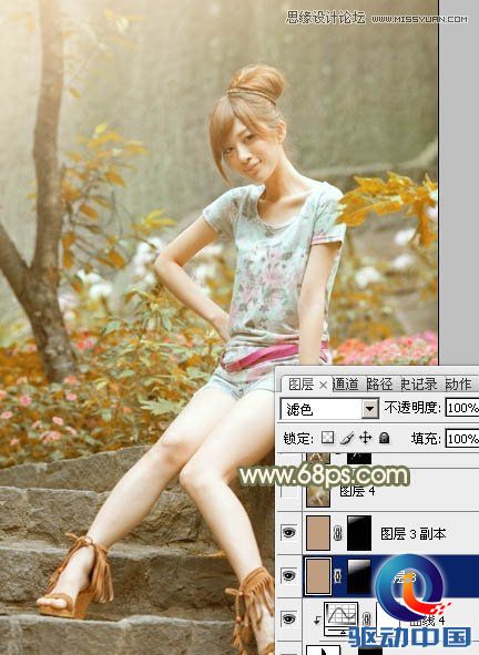 Photoshop调出外景女孩秋季淡雅黄色调,PS教程,思缘教程网