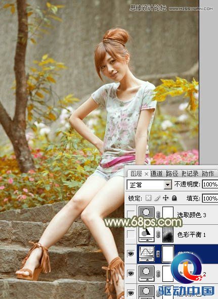 Photoshop调出外景女孩秋季淡雅黄色调,PS教程,思缘教程网