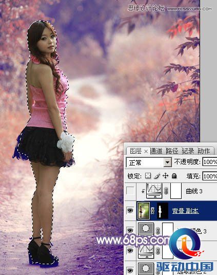 Photoshop调出路边美女梦幻紫色效果,PS教程,思缘教程网