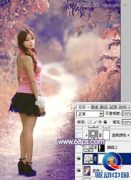 Photoshop调出路边美女梦幻紫色效果,PS教程,思缘教程网