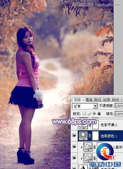 Photoshop调出路边美女梦幻紫色效果,PS教程,思缘教程网