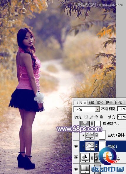 Photoshop调出路边美女梦幻紫色效果,PS教程,思缘教程网