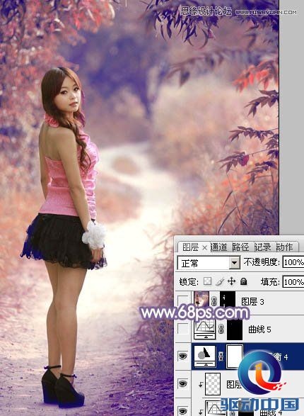 Photoshop调出路边美女梦幻紫色效果,PS教程,思缘教程网