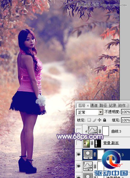 Photoshop调出路边美女梦幻紫色效果,PS教程,思缘教程网