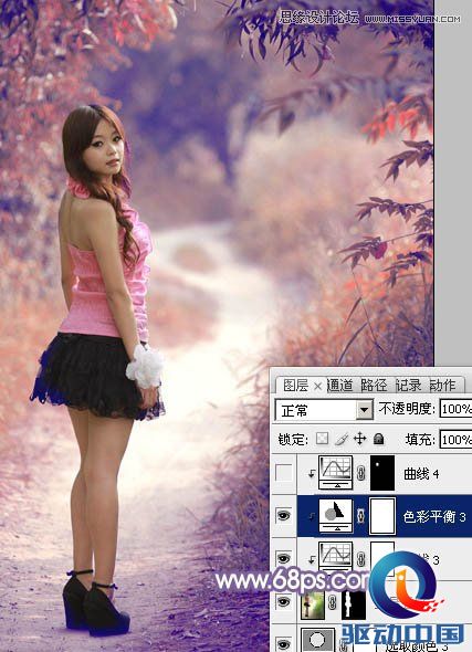 Photoshop调出路边美女梦幻紫色效果,PS教程,思缘教程网