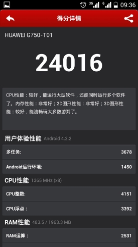 华为荣耀畅玩版安兔兔跑分成绩