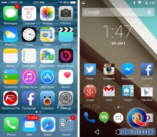 无奈的扁平化设计！iOS 8对比Android L