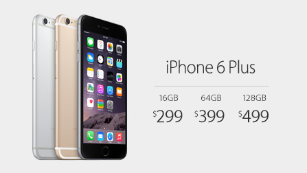 附带两年合约的 iPhone 6 Plus 在美国以 299 美元起售。