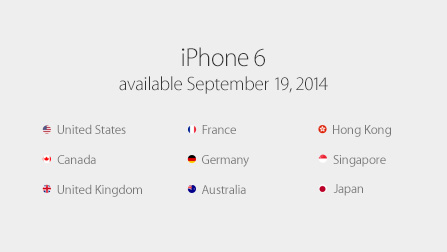 iPhone 6 和 iPhone 6 Plus 自 9 月 19 日起，在这些国家和地区首先发售！