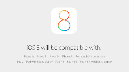 iOS 8 支持这些设备，并将于 9 月 17 日起可供免费下载。