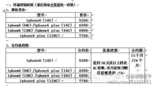 移动版iPhone 6合约价曝光：有点坑