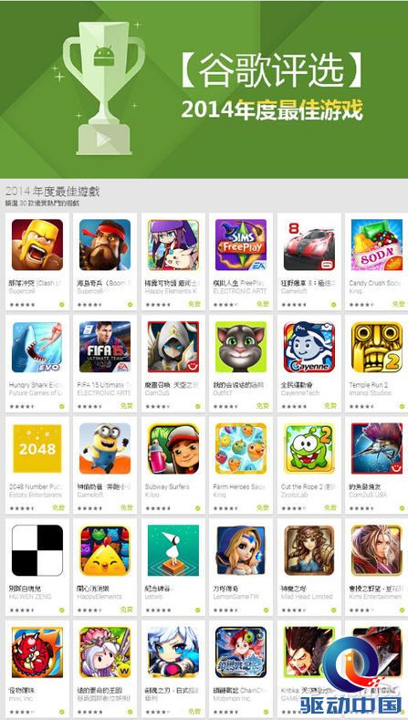 台湾谷歌30款最佳手游出炉：轻度游戏占多数