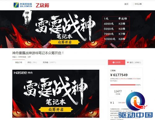 神舟雷霆战神游戏笔记本众筹开启！ -ZOL中关村在线_20150519103833