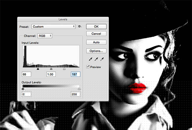 调出黑白惊悚超酷女枪手图片的PS教程