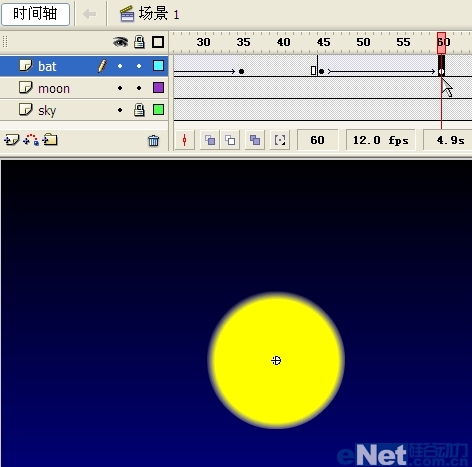 Flash教你如何制作蝙蝠在月夜里飞翔