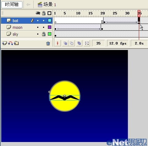 Flash教你如何制作蝙蝠在月夜里飞翔