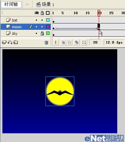Flash教你如何制作蝙蝠在月夜里飞翔