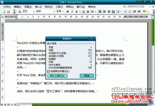 Word2003文档怎么样看字数