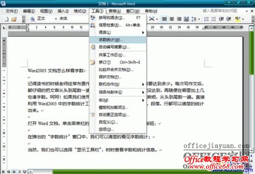 Word2003文档怎么样看字数