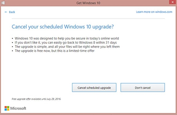 微软承认:擅自决定Win10升级时间!