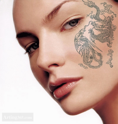 给美女脸部纹身的照片合成教程