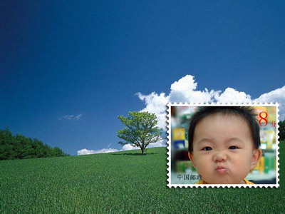 把小孩照片制作成邮票的PS教程