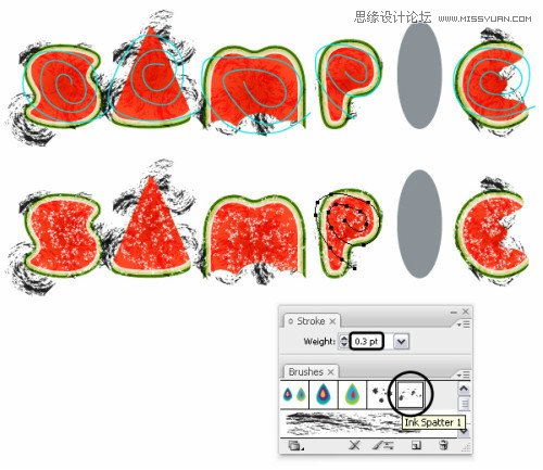 Illustrator绘制清凉可口的西瓜艺术字教程,PS教程,思缘教程网