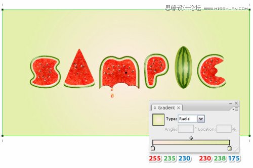 Illustrator绘制清凉可口的西瓜艺术字教程,PS教程,思缘教程网