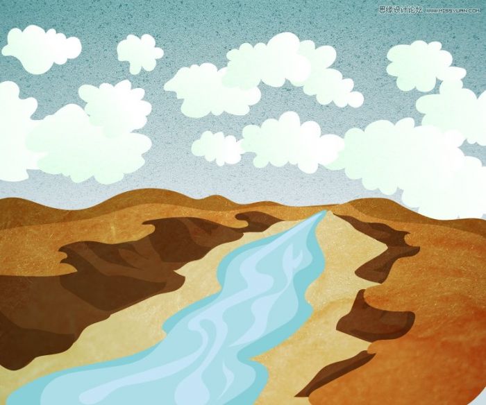 Illustrator绘制外景朴素的山谷小溪效果图,PS教程,思缘教程网