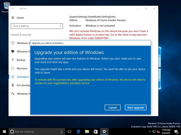 Win10专业版升级教育版密钥曝光:无法激活