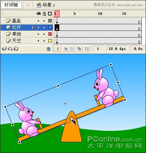 Flash制作可爱的小兔子跷跷板动画,PS教程,思缘教程网