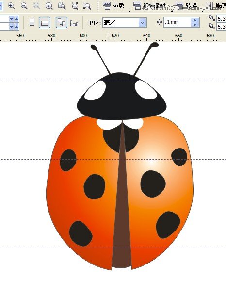 CorelDraw绘制逼真漂亮的七星瓢虫,PS教程,思缘教程网