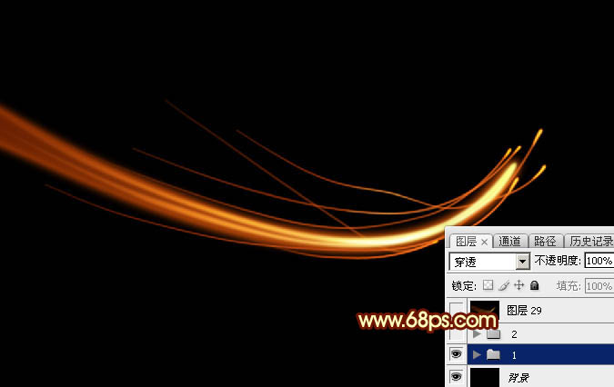 制作漂亮红色动感光束图案的PS教程