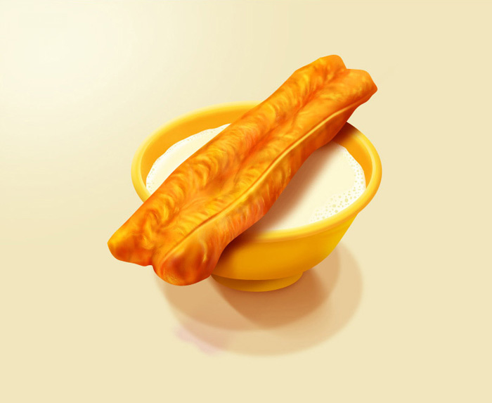 制作豆浆油条精美早餐图标的PS教程