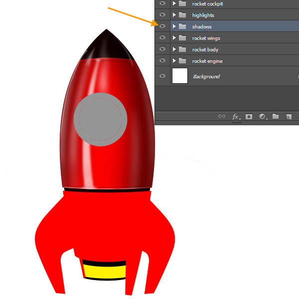 制作精致红色卡通小火箭图片的PS教程