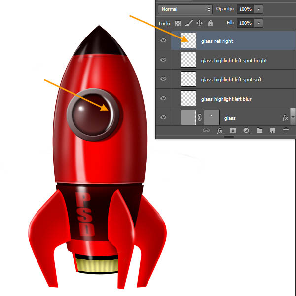制作精致红色卡通小火箭图片的PS教程