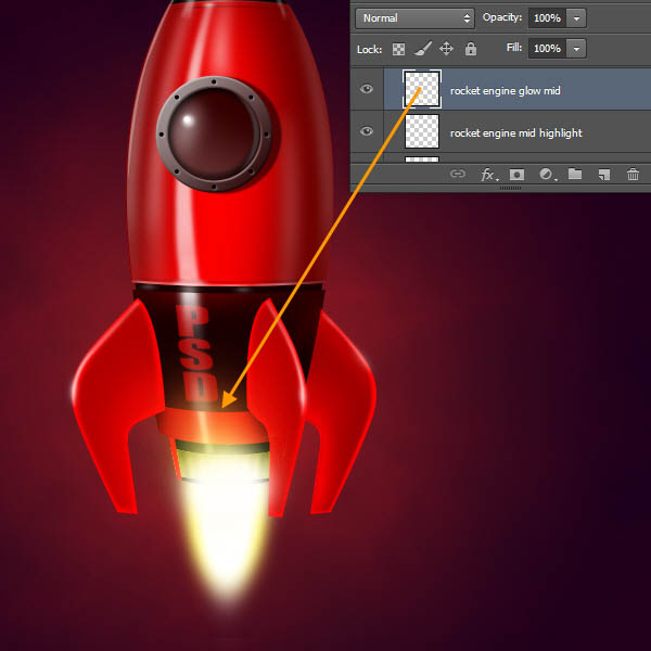 制作精致红色卡通小火箭图片的PS教程
