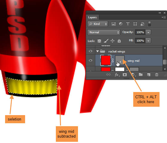 制作精致红色卡通小火箭图片的PS教程