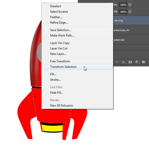 制作精致红色卡通小火箭图片的PS教程