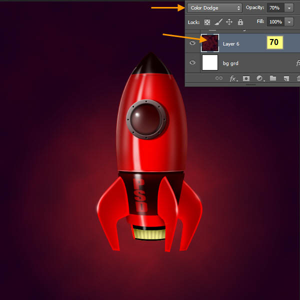 制作精致红色卡通小火箭图片的PS教程