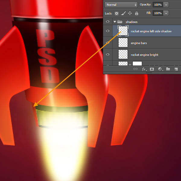 制作精致红色卡通小火箭图片的PS教程